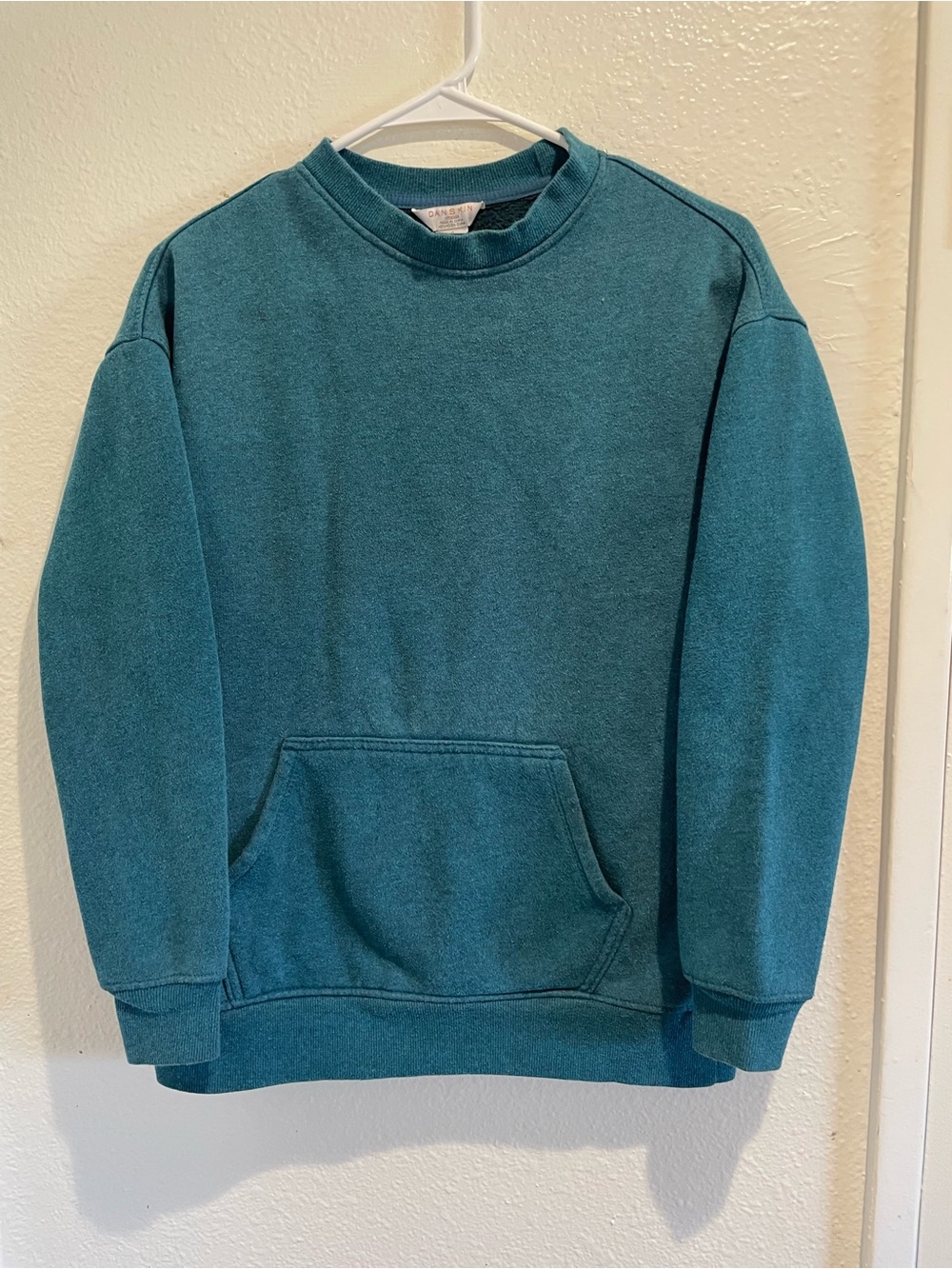 ✨ DANSKIN Teal Oversized Crewneck Sweatshirt Fleece Pocket Cozy Casual S ✨